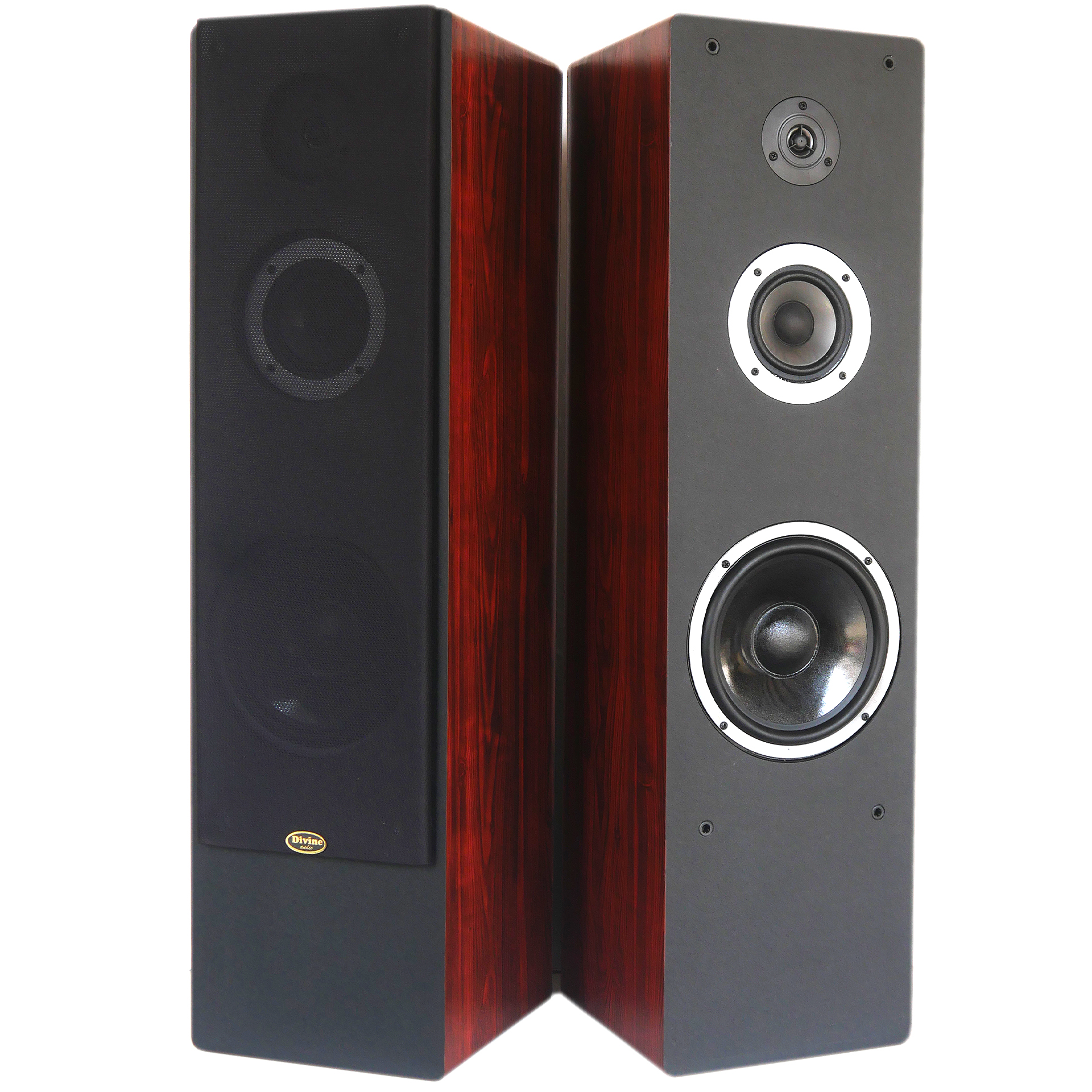 Premium 3-way Divine Audio T3W floor standing speaker front view - deep bass and clear treble"