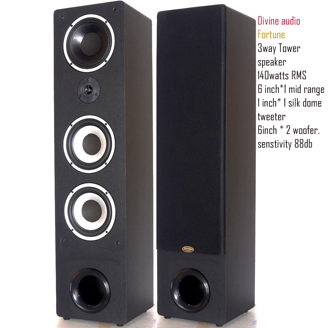 Black Floor standing 3way speaker for Home theatre